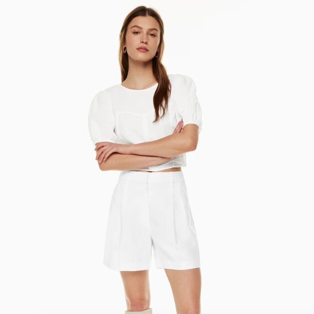 Aritzia Wilfred The Effortless Short Linen Mid-Thigh White Size 4 - Picture 3 of 9